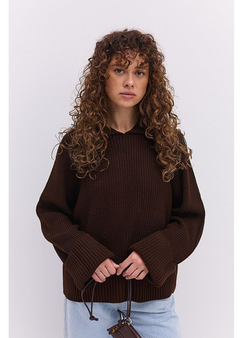 Жіноча вязана кофта з коміром поло світло-рожева Arjen (364967561)