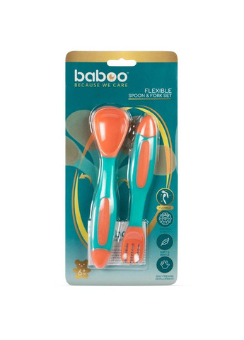 Набір гнучких ложок та виделок, 6+ міс, персиковий () Baboo 10-036 (335973767)