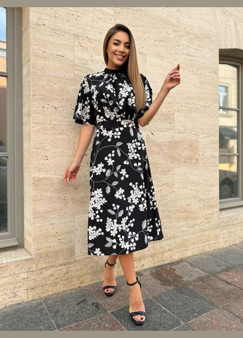 Чорна сукня sa-516 чорна ISSA PLUS однотонна