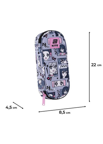 Пенал 1отделение,клапан с карманом на молнии,резинки для фиксации канцелярии 599 Anime Girl Kite (325410423)