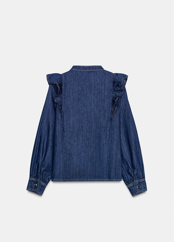 Синяя повседневный рубашка однотонная Zara