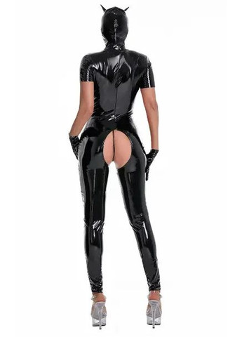 Чорний демісезонний сексуальний костюм жінки кішки з латексу. жіночий костюм для рольових ігр China