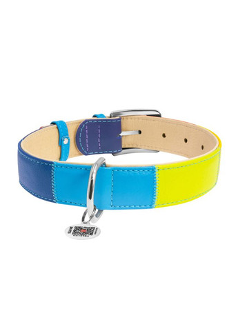 Нашийник для собак шкіряний Glamour з QR паспортом, "Веселка", M, Ш 20 мм, Дов 30-39 см WAUDOG (322002420)