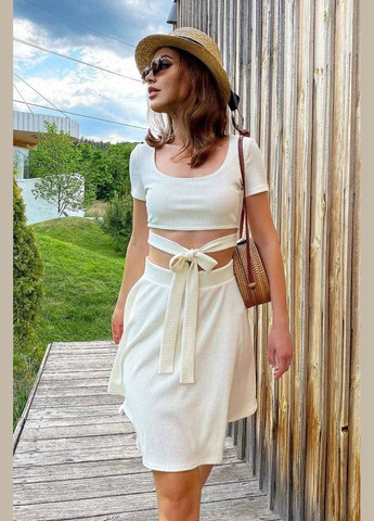 Молочное повседневный, кэжуал платье с пышной юбкой Seventeen