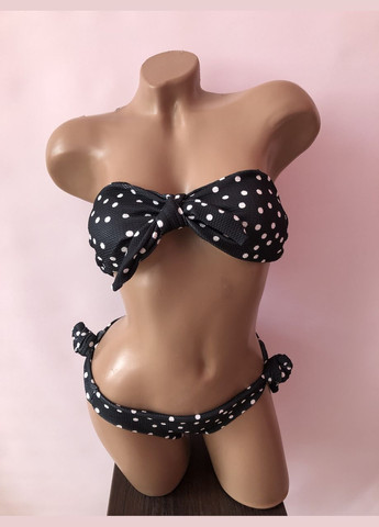 Чорний літній жіночий роздільний купальник бандо No Brand