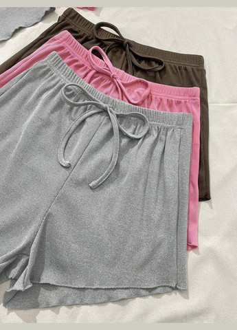 Коричнева всесезон піжама в рубчик топ + шорти Adelante