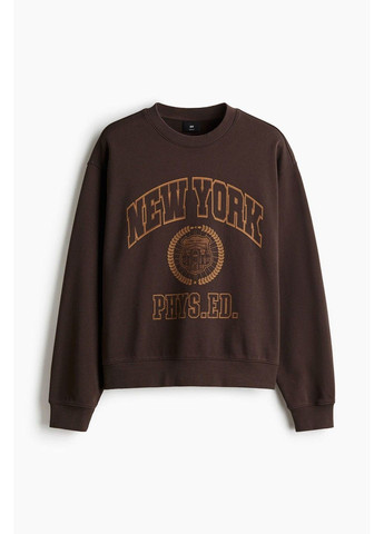 Коричневый мужской свитшот loose fit с принтом (58688) s коричневый H&M (367377288)