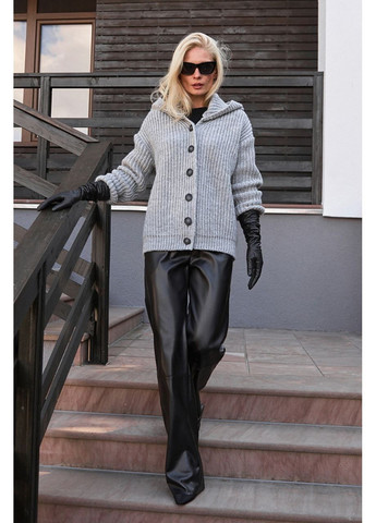 Сіре демісезонне Пальто з капюшоном оверсайз Triko Bakh