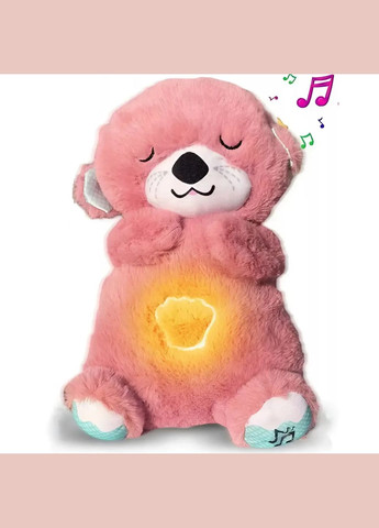 Розовая дышащая плюшевая выдра для сна, мягкая светящаяся игрушка с имитацией дыхания для малышей и детей China (317354076)