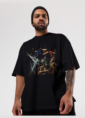 Черная мужская футболка оверсайз urban черная высокая плотность с длинным рукавом Mishe