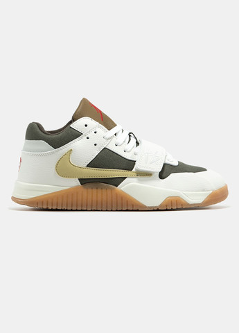 Кроссовки женские и мужские Nike Jordan Cut Check x Travis Scott White Brown | Найк Джордан белые No Brand белые демисезоны (335012306)