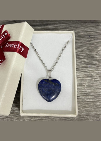 Підвіска з натуральним каменем Лазуріт кулон у формі серця на ланцюжку в подарунковій коробочці Лазурит (326807761)