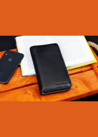 Чорний чоловічий гаманець-клатч на блискавці з натуральної шкіри MC-802-1 Marco Coverna (359380881)