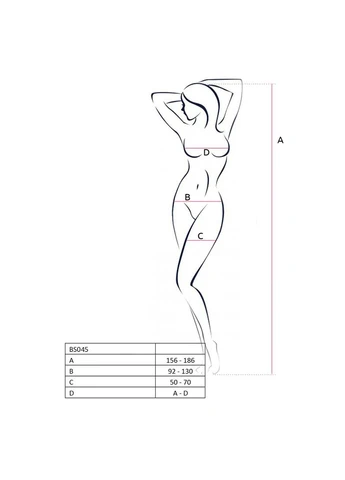 Бодистокинг BS045 S/XL - CherryLove Passion чёрный полиамид, эластан