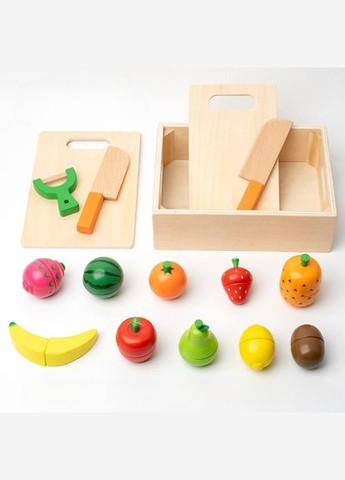 Дерев'яний ігровий набір фруктів для нарізки на магнітах з коробкою, дошками, ножами No Brand (323148370)