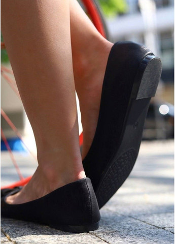 Жіночі балетки жіночі бантик чорні Shoes | чорні пресована шкіра (305847642)