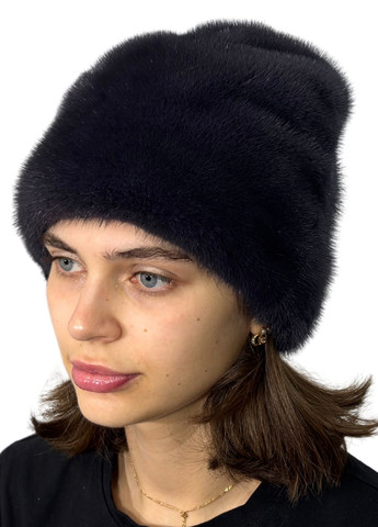 Жіноча зимова хутряна шапка з натурального хутра норки з аплікацією Меховой Стиль Рукавичка (360544724)