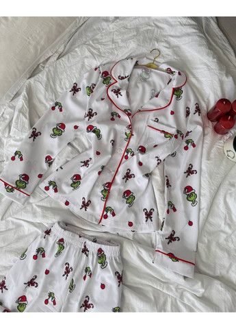 Зелена всесезон мила піжама з принтом сорочка + брюки Adelante