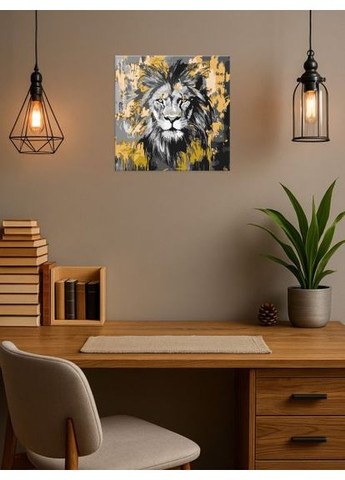 Картина за номерами - Золотий лев з фарбами металік ©art_selena_ua 40х40 см IDEYKA (362219838)