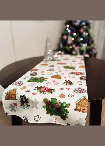 Ранер на стіл декоративна доріжка водовідштовхувальна тефлонова новорічна, настільна новорічна доріжка 37х100 Maystat (305390719)