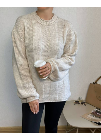 Бежевый демисезонный свитер базовый трикотажный свободного кроя – замер в описании DK/DL Мода без кордонів