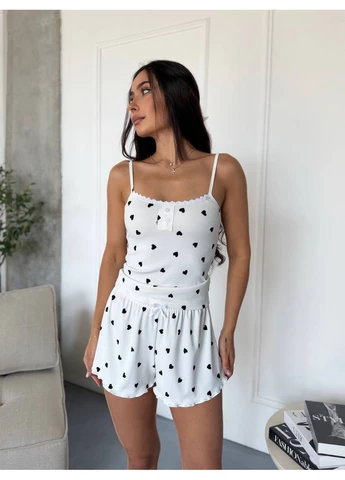 Чорна всесезон жіноча піжама в рубчик Fashion