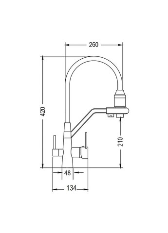 Змішувач для кухні під осмос INX4A-08, нержавіюча сталь Wezer (371882005)