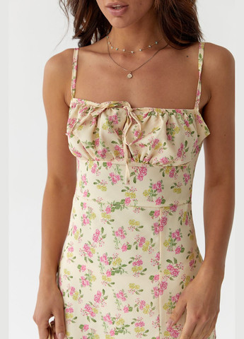 Летний женский сарафан-миди с кулиской на груди Liton в цветочек