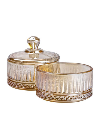 Цукерниця скляна з кришкою Ø 10 см двоярусна цукерниця коричнева HP-YH-74 Yiwu (353505118)