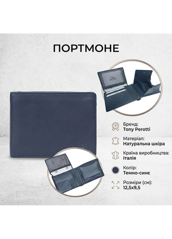 Чоловіче портмоне з натуральної шкіри Cortina 5052 Темно-синє (BS90191) Tony Perotti (401471436)