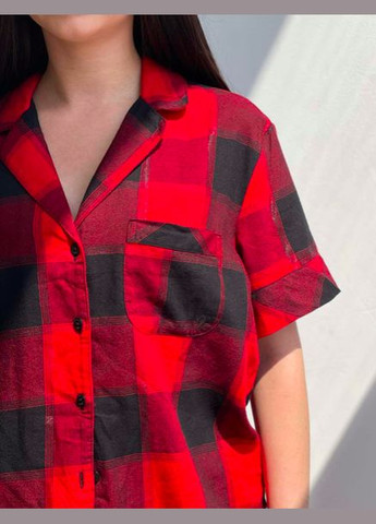 Красная пижама (рубашка + шорты) женская фланелевая красная Victoria's Secret