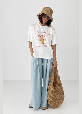 Женская футболка с принтом - молочный цвет Lurex - (335077362)