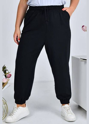 Жіночі спортивні штани джогери великих розмірів двухнитка чорні You Best (332621164)