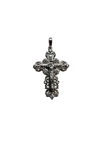 Родиевый блеск и кристальное сияние – серебряный крестик с цирконием Family Jewelry House (338438254)