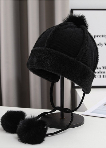 Женская Зимняя Шапка-Ушанка с Помпоном, Мягкая Теплая Шапка со Искусственным Мехом и кистями No Brand Жіноча Зимова Шапка (363838654)