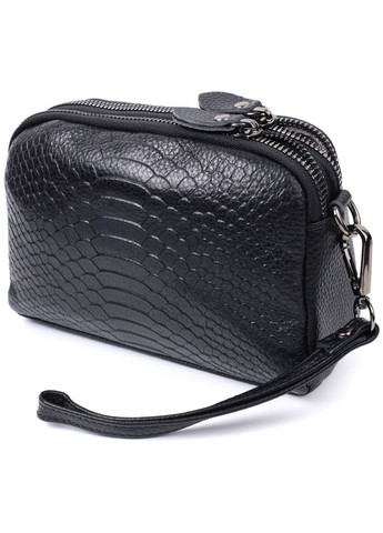 Компактна сумка для жінок на два відділення з натуральної шкіри 22799 Чорний Vintage (329196910)