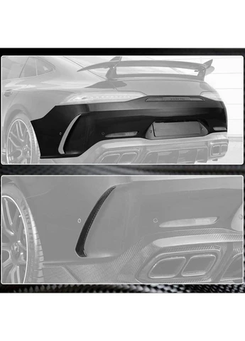 Накладки на задній бампер V1 (для GT63 2018-2022, Карбон) для Мерседес АМГ ГТ 4 Х290 2018+ рр AMG (390767870)