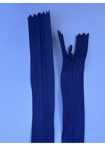 Синя бавовняна котонова міцна нероз'ємна спіральна вшивна потайна змійка-блискавка на хб основі з бігунком 50 см тип 3 No Brand (350882194)