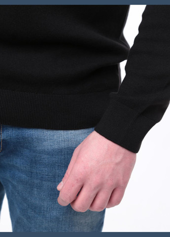 Черный зимний свитер мужской черный приталенный воротник на молнии джемпер JEANSclub Приталена