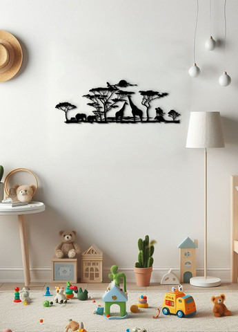 Інтер'єрна картина на стіну, декоративне панно з дерева "Африканські тварини", стиль лофт 35х13 см Woodyard (292111849)