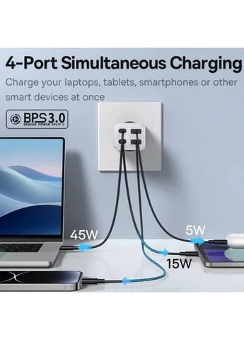 Зарядний пристрій GaN6 Pro 100W Fast Charger (4 виходи 2 Type-C + 2 USB-A) + кабель Type-C 100W (CCGAN100E6) Baseus (389207478)