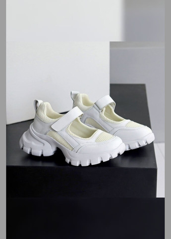 Кросівки білі жіночі шкіряні на липучці легкі дихаючі з сіткою зручні стильні Viki кросівки білі літо (338370404)