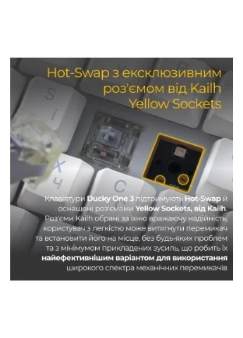 Клавіатура (DKON2108ST-CUAPXPWWWSC1) Ducky One 3 Cherry MX Blue RGB UA USB White (358066697)