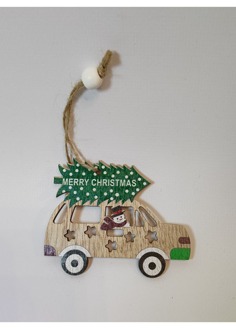Набор елочных игрушек деревянные машинки 3шт. No Brand (364196195)