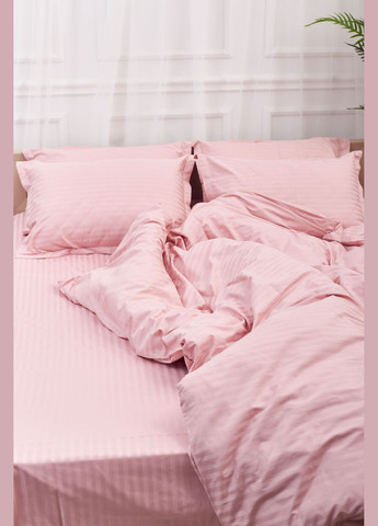 Комплект постільної білизни Satin Stripe сімейний 160х220х2 наволочки 2х70х70 (MS-820003637) Moon&Star Stripe Pink (288044139)