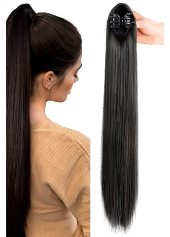 Шиньон накладной хвост на шпильке Didaka прямые волосы — 50 см "Брюнетка" No Brand (366892098)