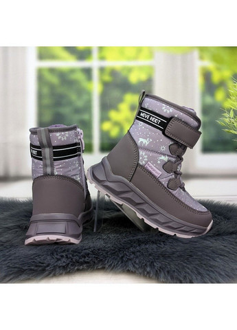 Сиреневые повседневные зимние ботинки дутики зимние детские для девочки Biki