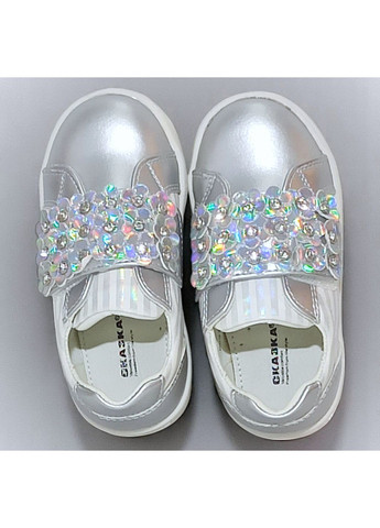 Сріблясті осінні ортопедичні кросівки демісезонні на липучках для дівчинки казка L&D