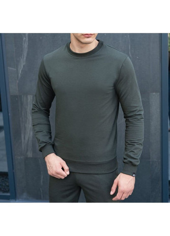 Темно-зелений світшот 001 темно зелений Pobedov однотонний без декору (271125314)