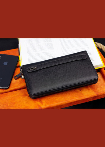 Чорний гаманець-клатч з блоком під картки під однією блискавкою з натуральної шкіри МС-5901Q Marco Coverna (359380868)